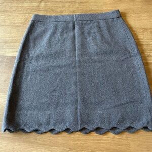 LOFT Gray Scalloped-Hem Mini Skirt